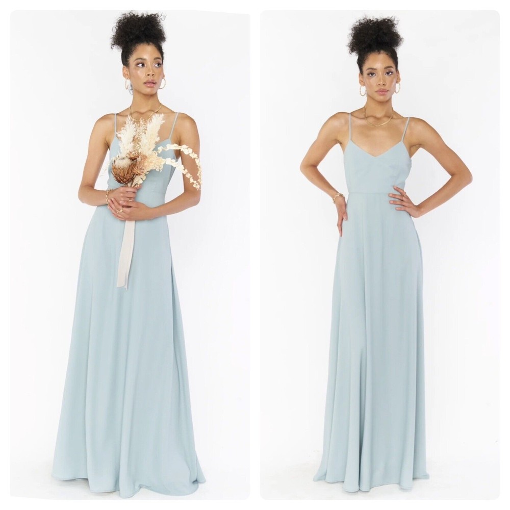 Show Me Your MuMu Faith Maxi Dress in Silver Sage Crisp Princess Cut Size Medium